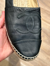 Chanel Shoes, Black Leather Espadrilles (size 39)