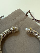 David Yurman Sterling Silver Classic Cable Bracelet with Pearl and 14k Gold, 5mm