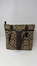 Coach Bag, Signature Canvas & Brown Patent Leather Small Tote