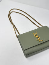 Saint Laurent Bag, Sage Green Grain De Poudre Small Monogram Kate Chain Bag