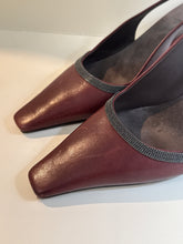 Brunello Cucinelli Shoes, Burgundy Leather Monili-Embellished Slingback Pumps (size 38)
