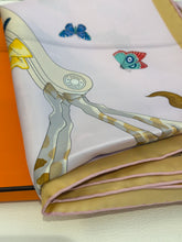 Hermès Rose Nacre Bleu Beige, Silk Story Scarf 90