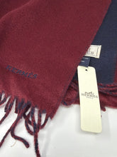 Hermès Navy & Bordeaux Double Face Cashmere Scarf