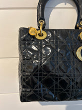 Christian Dior Bag, Black Patent Cannage Medium ‘Lady Dior’ Bag