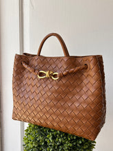 Bottega Veneta Bag, Amber Intreccio Lambskin Leather Medium Andiamo Shoulder Bag
