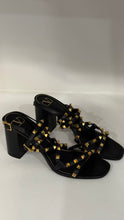 Valentino Shoes, Black Leather Rockstud Strappy Block-Heel Sandals (size 40)