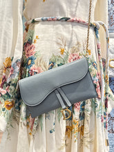 Christian Dior Bag, Blue Calfskin Saddle Chain Pouch
