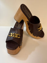 Valentino Shoes, Brown Leather VLogo Clogs (37)
