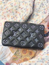 Louis Vuitton Bag, Black Monogram Embossed Lambskin Leather Pochette Coussin Chain Bag