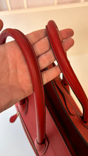 Celine Bag, Red Drummed Calfskin Leather Micro Luggage Tote