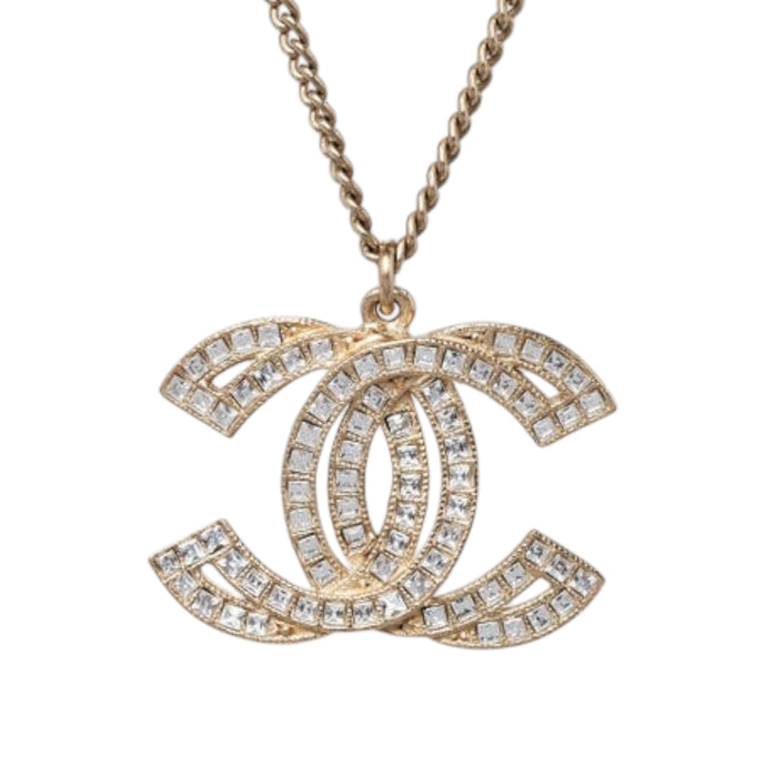 Chanel Crystal CC Pendant Long Necklace