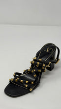 Valentino Shoes, Black Leather Rockstud Strappy Block-Heel Sandals (size 40)