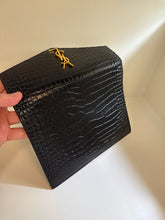 Saint Laurent Bag, Black Croc-Embossed Thin Envelope Uptown Clutch