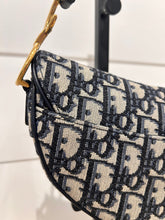 Christian Dior Bag, Navy Oblique Canvas Mini Saddle Bag