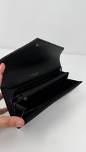 Saint Laurent Black Grain De Poudre Matelasse Chevron Monogram Large Wallet