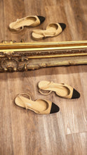 Chanel Shoes, Beige Suede Goatskin & Grosgrain Slingbacks (size 38.5)