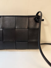 Bottega Veneta Bag, Black Lambskin Intrecciato Mini Cassette Crossbody