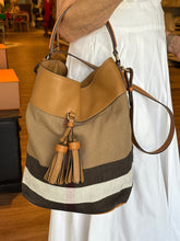 Burberry Bag, Brown Check Canvas Ashby Tassel Bucket Bag