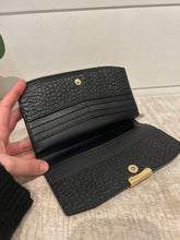 Burberry Black Signature Grain Calfskin Embossed Continental Wallet