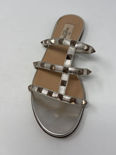 Valentino Shoes, Metallic Leather Rockstud Slide Sandals (size 36.5)
