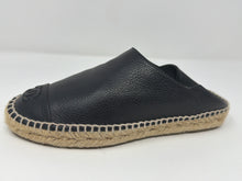 Chanel Shoes, Black Leather Espadrille Mules / Slides (size 36)