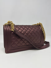 Chanel Bag, 2020 Burgundy Metallic Calfskin Quilted Medium Boy Flap Bag