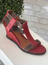 Fendi Shoes, Red & Brown Elastic Wedges (size 39)
