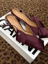 Ganni Shoes, Burgundy Big Bow Kitten Heels