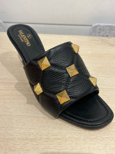 Valentino Shoes, Black Leather Roman Gold Stud Mules (size 39)