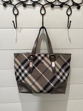 Burberry Bag, Silver Shimmer Check Degrade Tote Bag