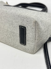 Strathberry Bag, Grey Canvas & Black Leather Mini Tote