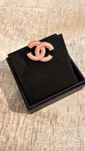 Chanel Pink Enamel & Gold Metal CC Brooch