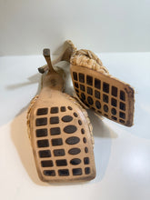 Bottega Veneta Shoes, Tan Raffia Stretch Heeled Mules (size 41)