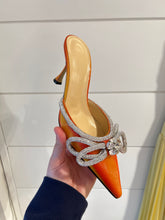 Mach & Mach Shoes, Orange Double Bow Crystal-Embellished Mules (size 37.5)