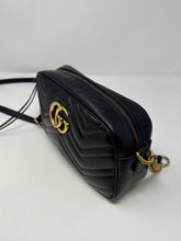 Gucci Bag, Black Calfskin Matelasse Small GG Marmont Chain Shoulder Bag