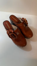 Chanel Shoes, Tan Calfskin Camellia Clogs (size 39)