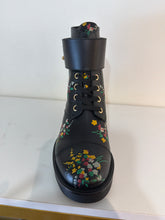 Louis Vuitton Shoes, Black Leather Floral Print Flat Ranger Boots (size 36.5)