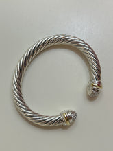 David Yurman Classic Cable Sterling Silver with 18K Yellow Gold and Pavé Diamond Domes, 7mm