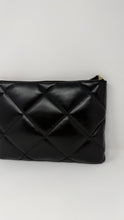 Tory Burch Black Leather Kira Diamond Quilt Pouch