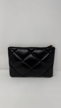 Tory Burch Black Leather Kira Diamond Quilt Pouch
