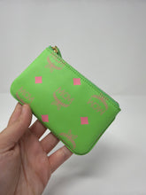MCM Green Leather Zip Pouch Wallet
