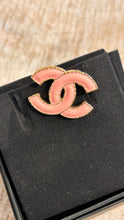 Chanel Pink Enamel & Gold Metal CC Brooch