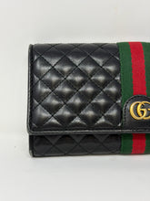 Gucci Black Calfskin Web Trapuntata GG Continental Wallet