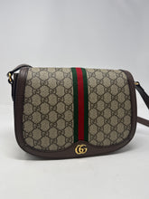 Gucci Bag, GG Supreme Monogram Web Small Ophidia Flap Messenger Bag