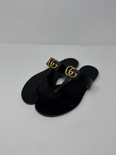 Gucci Shoes, Black Leather GG Thong Sandals (size 40.5)