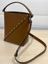 Valentino Bag, Brown Leather Rockstud Wispy Bucket Bag