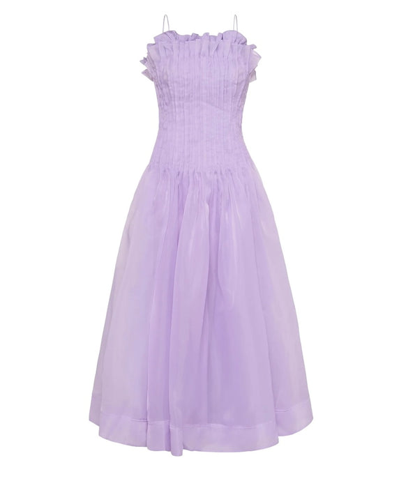 Aje. Lavender Pintucked Midi Dress