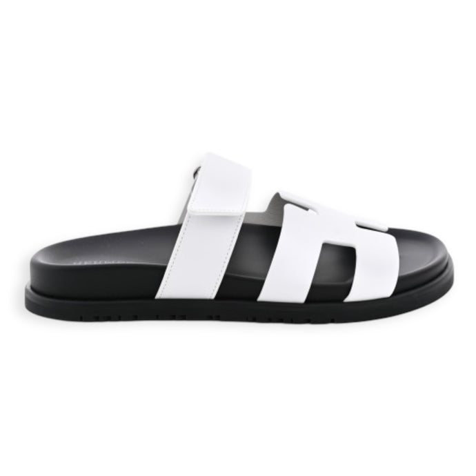 Hermes Shoes, White Calfskin Chypre Techno-Sandal (Size 36.5)