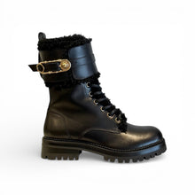 Versace Shoes, Black Leather with Shearling Boots (size 36)