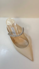 Jimmy Choo Shoes, Cream Patent Leather Mules with Crystal Strap